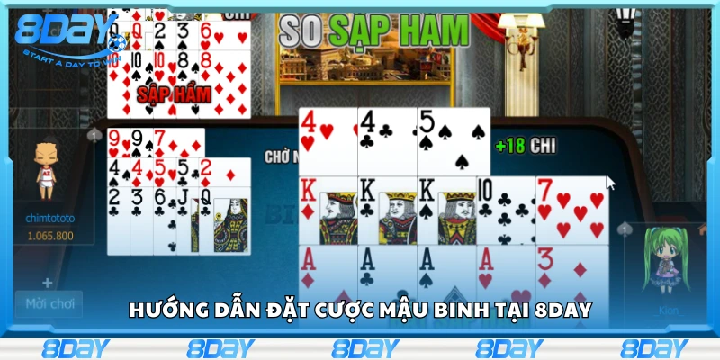 Cách thức đặt cược mậu binh 8Day